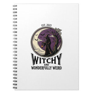 Vintage Witch Shirt With Spooky Moon Halloween Art Notebook