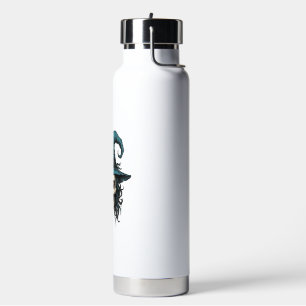 Vintage Witch Skull Halloween Vector Shirt Design_ Water Bottle