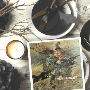 Vintage Witch Spooky Halloween Party Napkin