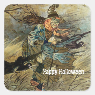 Vintage Witch Spooky Halloween  Square Sticker
