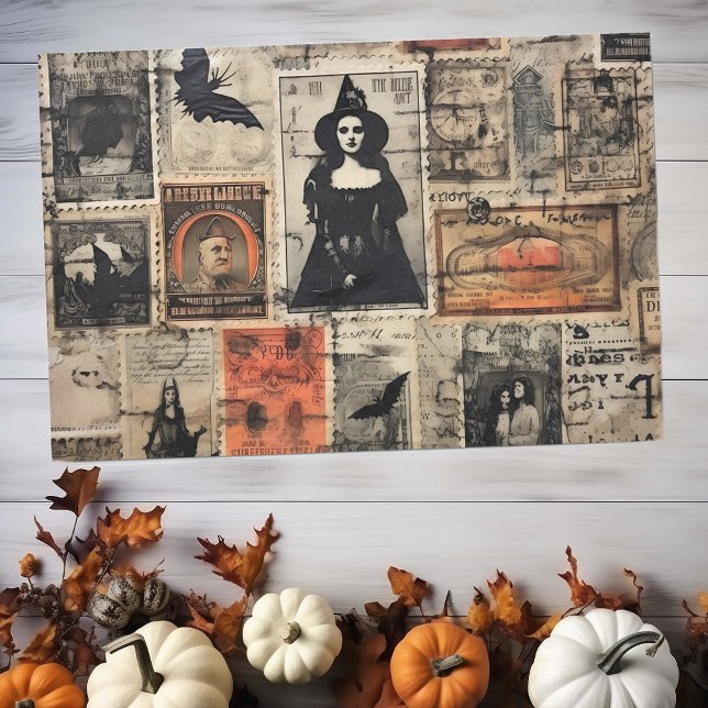 Vintage Witch Stamps Halloween Decoupage  Tissue Paper (Creator Uploaded)