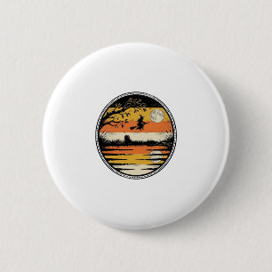 Vintage Witch Sunset Halloween Vector Design_1 6 Cm Round Badge
