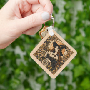 Vintage Witch Tea Time Key Ring