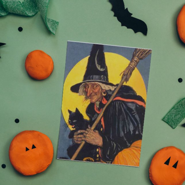 Vintage Witch with black cat Card (Creator Uploaded)