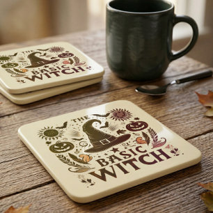 Vintage Witchcore Halloween Theme Coaster