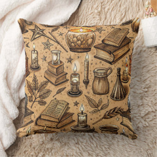 Vintage Witchcraft Books & Candles Pattern (2) Cushion