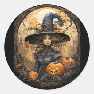 Vintage Witchcraft Wiccan Gothic Witchy Halloween  Classic Round Sticker