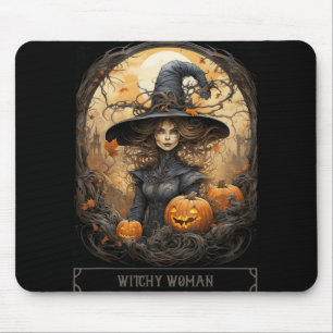 Vintage Witchcraft Wiccan Gothic Witchy Halloween Mouse Pad