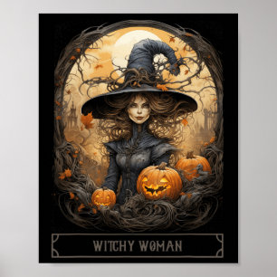 Vintage Witchcraft Wiccan Gothic Witchy Halloween Poster