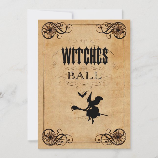 Vintage Witches Ball 75th Birthday Double Sided Invitation (Front)