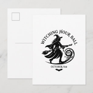 Vintage Witching Hour Ball Halloween Invitation Postcard