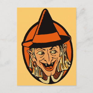 Vintage Witch's Face Postcard