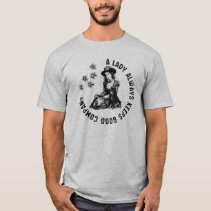 Vintage Witchy Lady and Dog Illustration T-Shirt