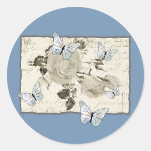 Vintage with butterflies  classic round sticker