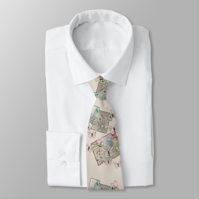 Vintage with butterflies tie (Tied)