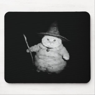 Vintage Wizard Cat Weird Funny Halloween Cat Meme Mouse Pad
