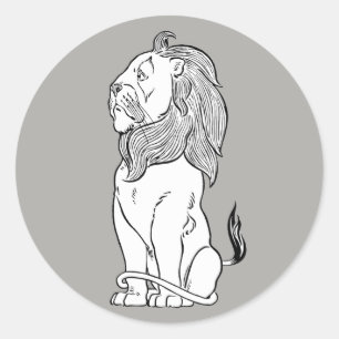 Vintage Wizard of Oz, Brave Cowardly Lion Classic Round Sticker