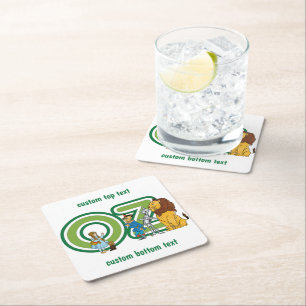 Vintage Wizard of Oz Characters and Text Letters Square Paper Coaster