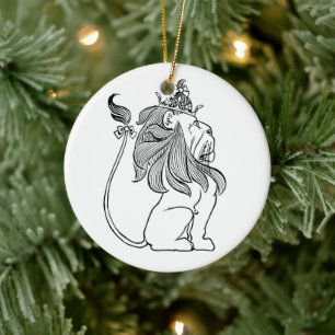 Vintage Wizard of Oz, Cowardly Lion with Crown Ceramic Tree Decoration