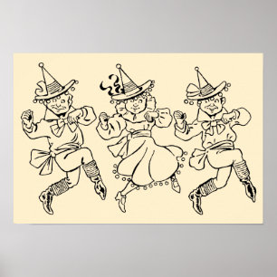 Vintage Wizard of Oz, Cute Dancing Munchkins! Poster