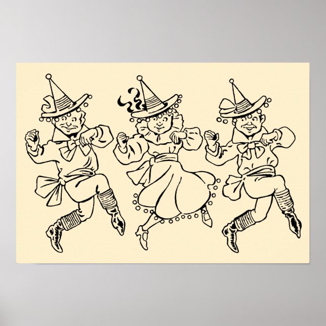 Vintage Wizard of Oz, Cute Dancing Munchkins! Poster (Front)