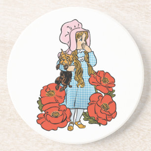 Vintage Wizard of Oz, Dorothy, Red Poppy Flowers Coaster
