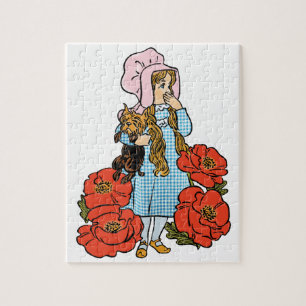 Vintage Wizard of Oz, Dorothy, Red Poppy Flowers Jigsaw Puzzle