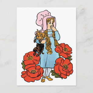 Vintage Wizard of Oz, Dorothy, Red Poppy Flowers Postcard