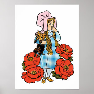 Vintage Wizard of Oz, Dorothy, Red Poppy Flowers Poster