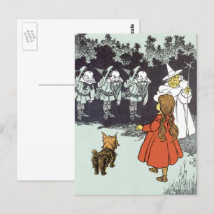 Vintage Wizard of Oz Dorothy Toto Glinda Munchkins Postcard