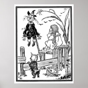 Vintage Wizard of Oz, Dorothy Toto Meet Scarecrow Poster