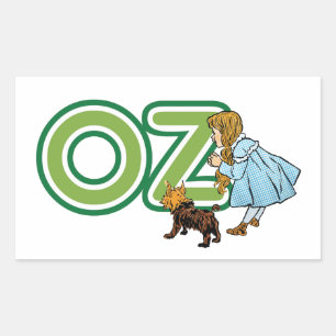 Vintage Wizard of Oz Dorothy Toto with BIG Letters Rectangular Sticker
