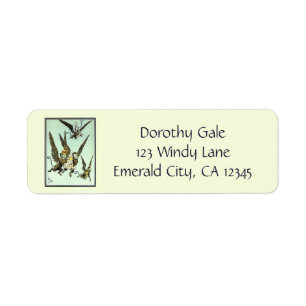 Vintage Wizard of Oz, Flying Monkeys with Dorothy Return Address Label