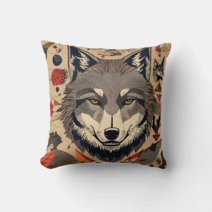 vintage wolf  cushion