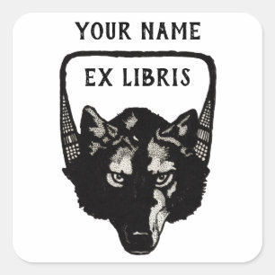 Vintage Wolf Ex Libris Bookplate Sticker
