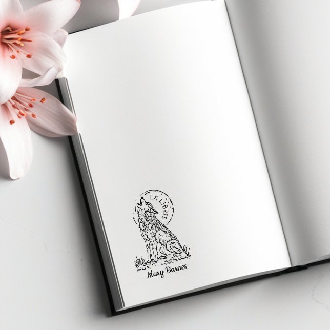 Vintage Wolf Library Bookplate Rubber Stamp (Creator Uploaded)