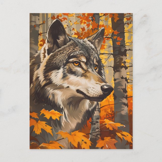 Vintage Wolf Portrait Postcard (Front)