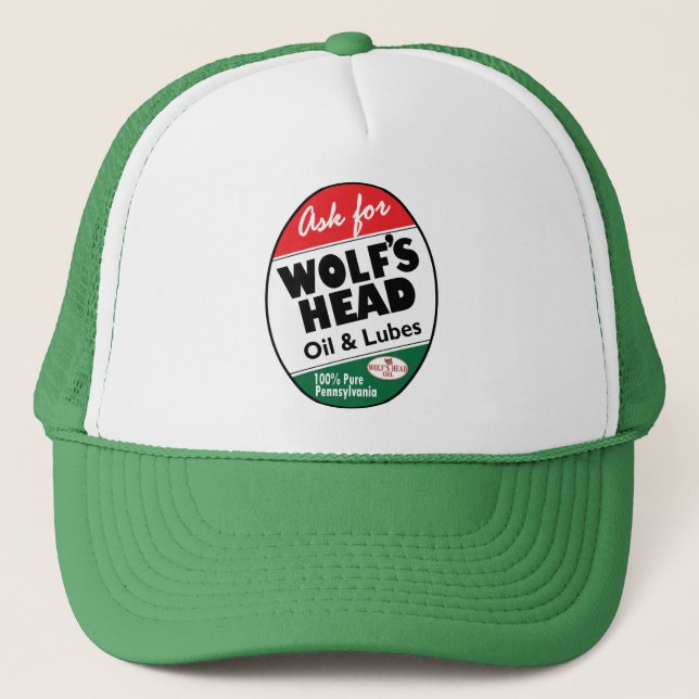 Vintage Wolfs Head sign Trucker Hat (Front)