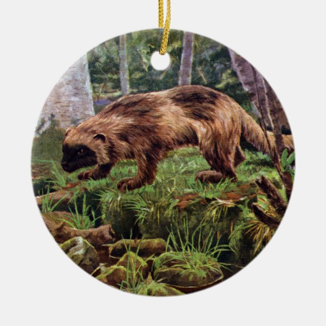 Vintage Wolverine Illustration Ceramic Ornament (Front)