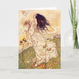 Vintage - Woman and a Bird, Card