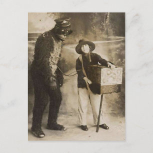 Vintage Woman and Man in a Monkey Suit Postcard