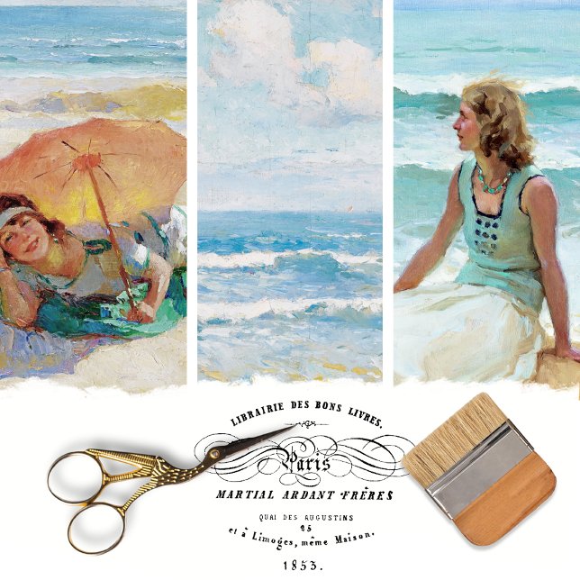 Vintage Woman Beach Decoupage Wrapping Paper (Creator Uploaded)