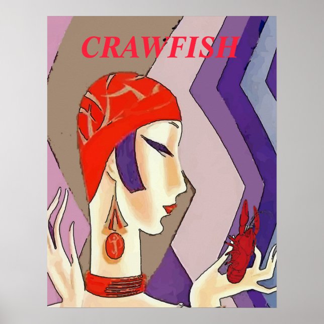 Vintage Woman Crawfish Abstract Poster (Front)