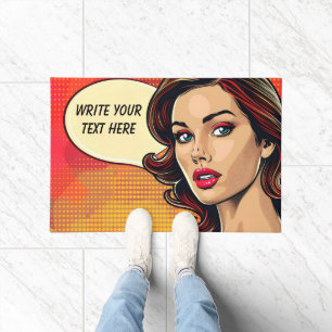 Vintage Woman Customisable Text Doormat