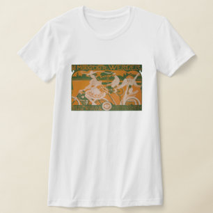 Vintage Woman Cycling with Cupid T-Shirt