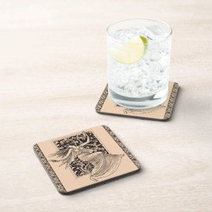 Vintage Woman Dancing Hard Plastic Coaster