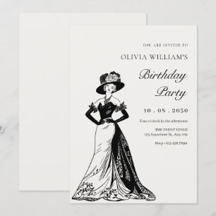 Vintage woman dress elegant invitation