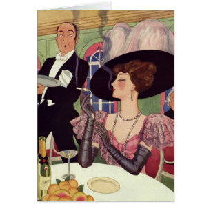 Vintage Woman Drinking Champagne Smoking Cigarette