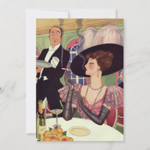 Vintage Woman Drinking Champagne Smoking Cigarette