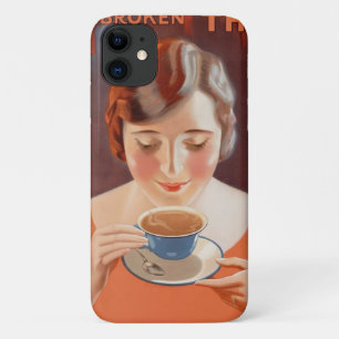 Vintage Woman Drinking Tea Painting Ad iPhone 11 Case